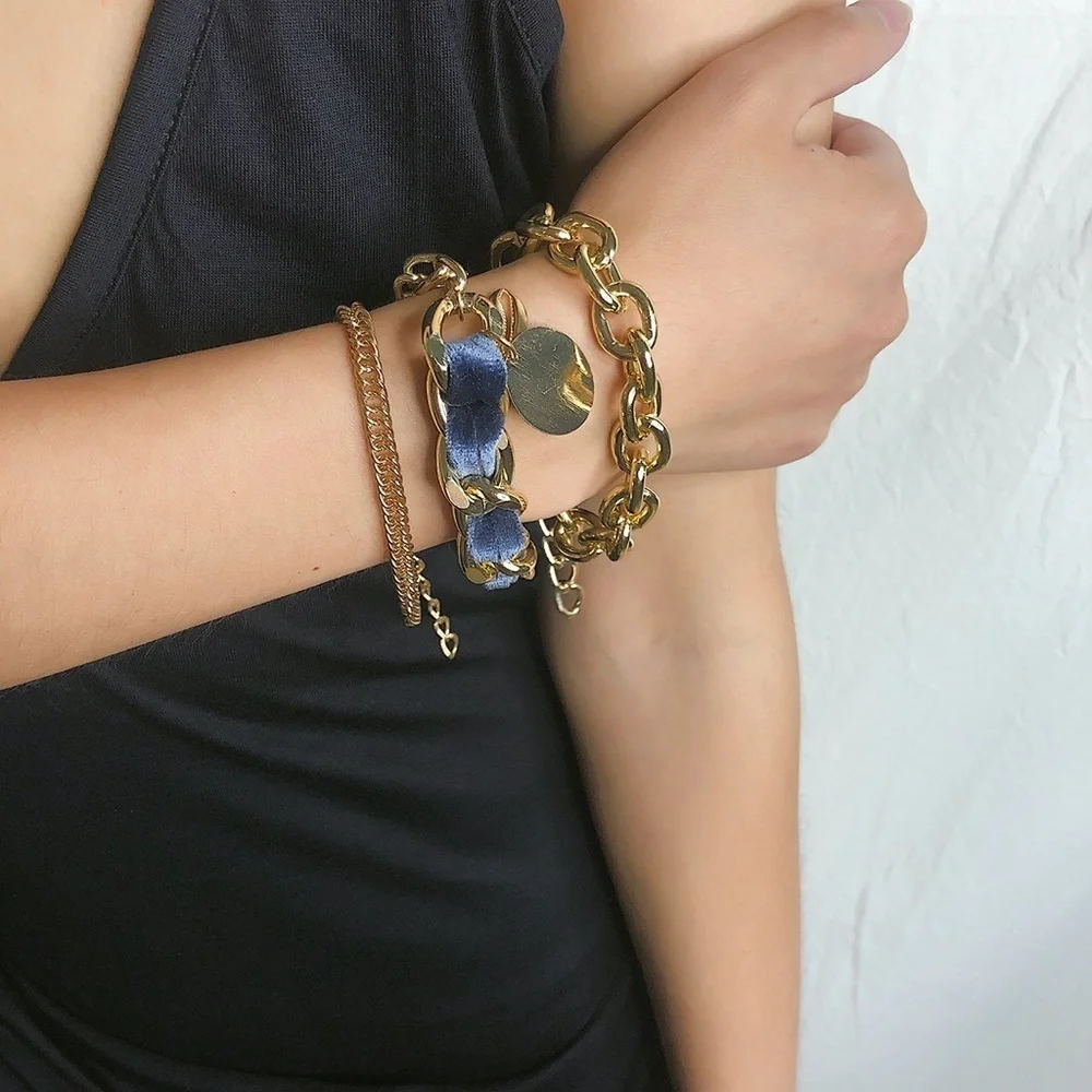 *IMOGEN* 3-Pc Gold Chain Fashion Bracelet Set